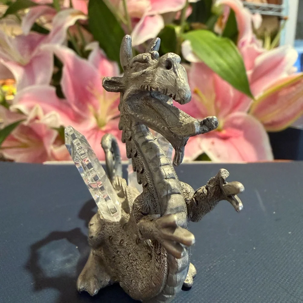 Mystical Silver Dragon Reptile Decor